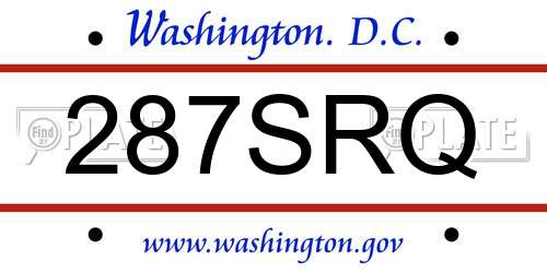 287SRQ District Of Columbia License Plate