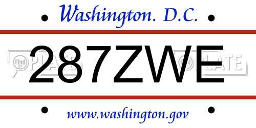 287ZWE District Of Columbia License Plate