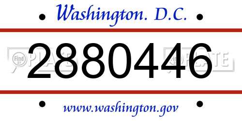 2880446 District Of Columbia License Plate