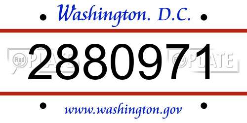 2880971 District Of Columbia License Plate