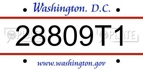 28809T1 District Of Columbia License Plate