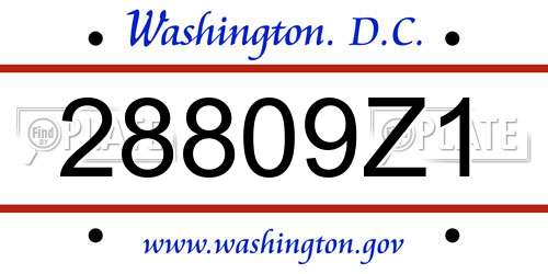28809Z1 District Of Columbia License Plate