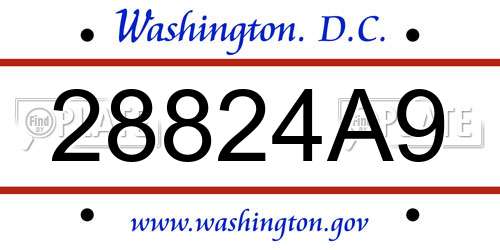 28824A9 District Of Columbia License Plate
