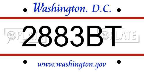 2883BT District Of Columbia License Plate