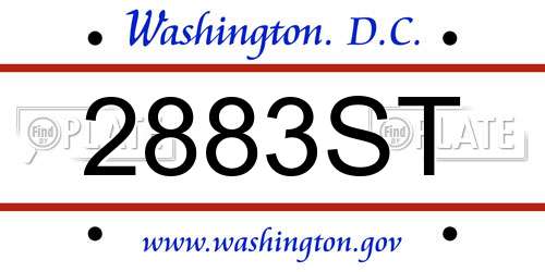 2883ST District Of Columbia License Plate