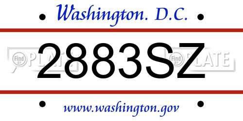 2883SZ District Of Columbia License Plate