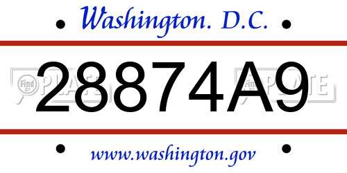 28874A9 District Of Columbia License Plate