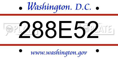 288E52 District Of Columbia License Plate