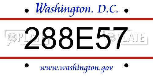 288E57 District Of Columbia License Plate