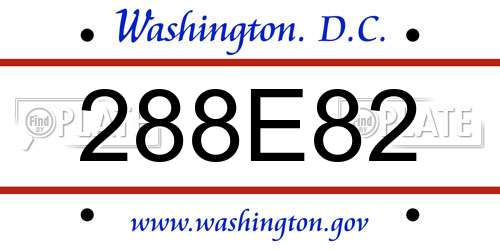 288E82 District Of Columbia License Plate
