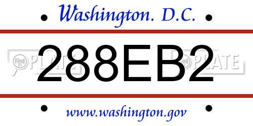 288EB2 District Of Columbia License Plate