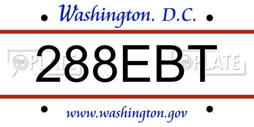 288EBT District Of Columbia License Plate