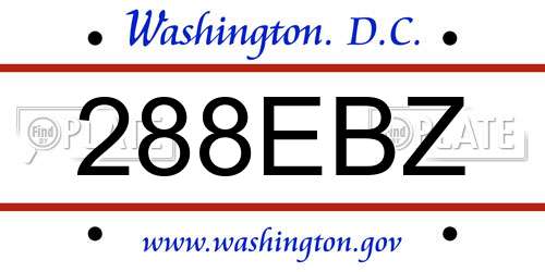 288EBZ District Of Columbia License Plate