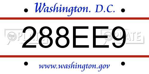 288EE9 District Of Columbia License Plate