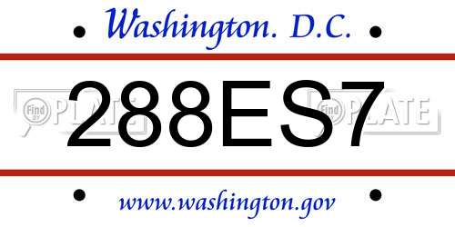 288ES7 District Of Columbia License Plate