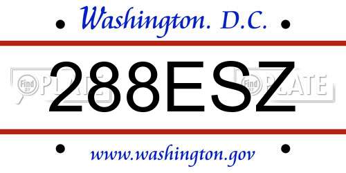 288ESZ District Of Columbia License Plate