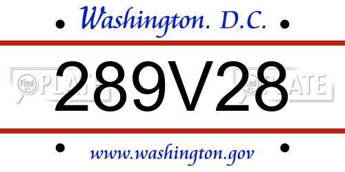 289V28 District Of Columbia License Plate