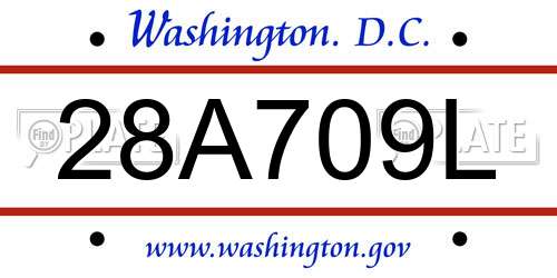28A709L District Of Columbia License Plate
