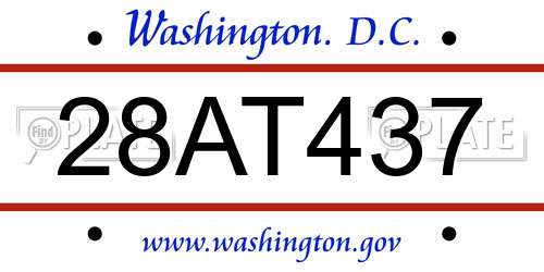 28AT437 District Of Columbia License Plate