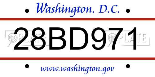 28BD971 District Of Columbia License Plate