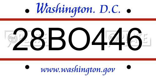 28BO446 District Of Columbia License Plate