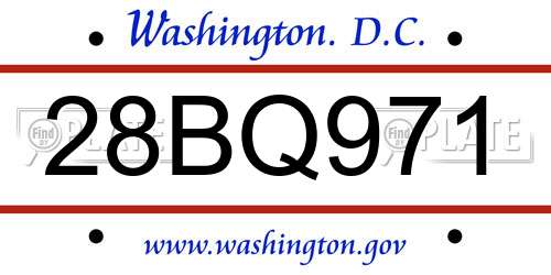 28BQ971 District Of Columbia License Plate