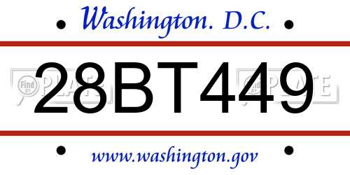 28BT449 District Of Columbia License Plate