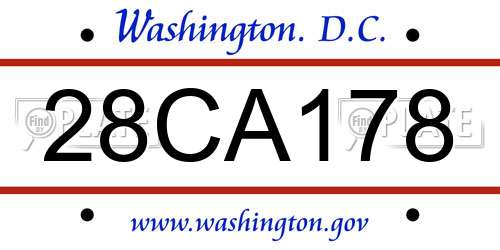 28CA178 District Of Columbia License Plate