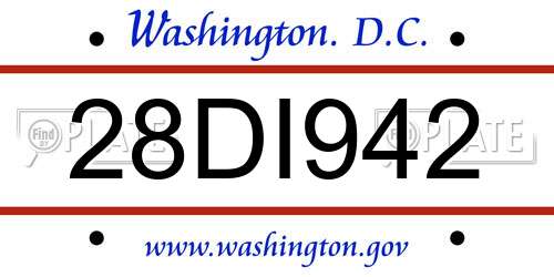 28DI942 District Of Columbia License Plate