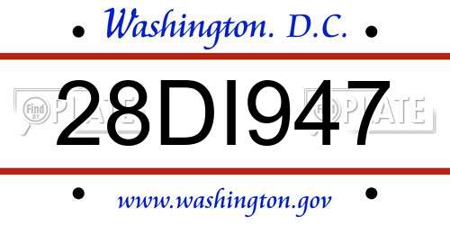 28DI947 District Of Columbia License Plate