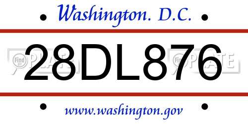 28DL876 District Of Columbia License Plate