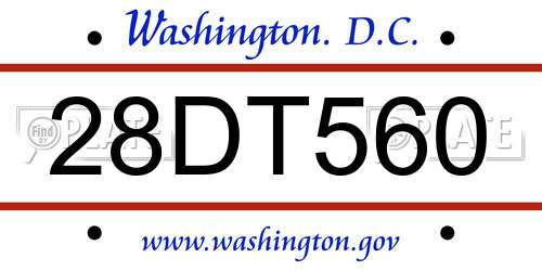 28DT560 District Of Columbia License Plate