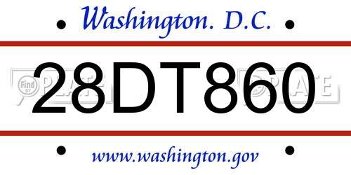28DT860 District Of Columbia License Plate