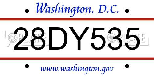 28DY535 District Of Columbia License Plate