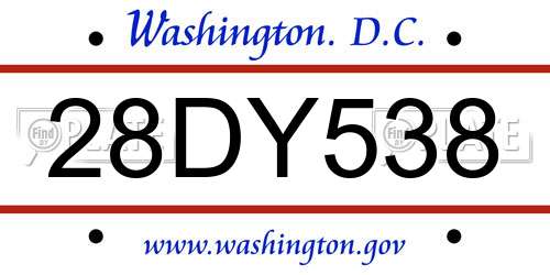 28DY538 District Of Columbia License Plate