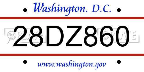 28DZ860 District Of Columbia License Plate
