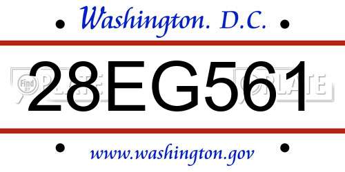 28EG561 District Of Columbia License Plate
