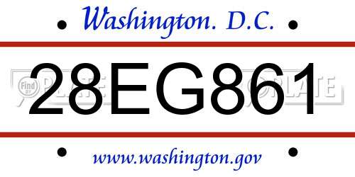 28EG861 District Of Columbia License Plate