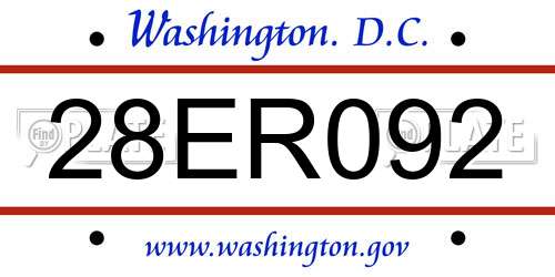 28ER092 District Of Columbia License Plate
