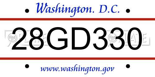 28GD330 District Of Columbia License Plate