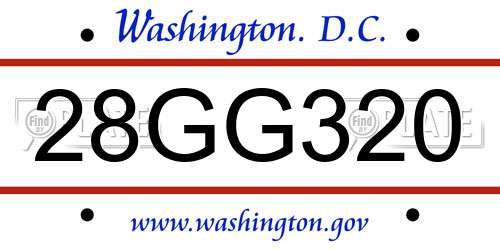 28GG320 District Of Columbia License Plate
