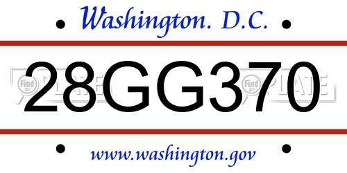 28GG370 District Of Columbia License Plate