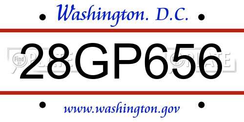 28GP656 District Of Columbia License Plate
