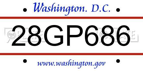 28GP686 District Of Columbia License Plate