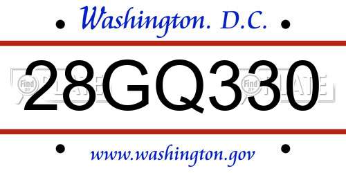 28GQ330 District Of Columbia License Plate