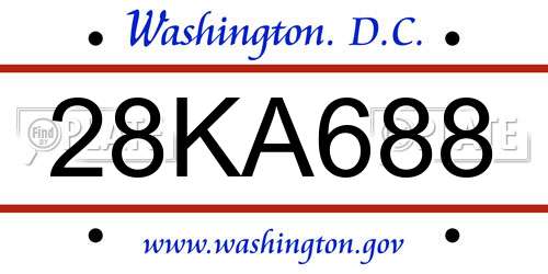 28KA688 District Of Columbia License Plate