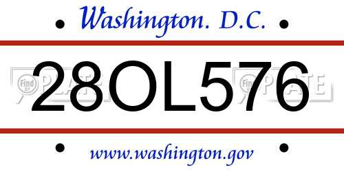 28OL576 District Of Columbia License Plate