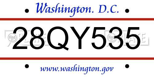 28QY535 District Of Columbia License Plate