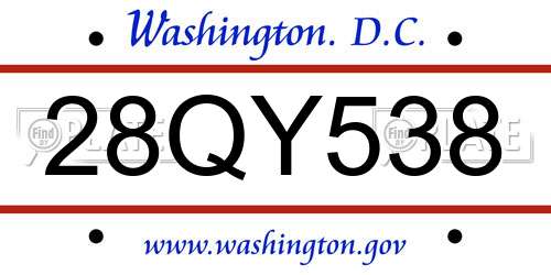 28QY538 District Of Columbia License Plate