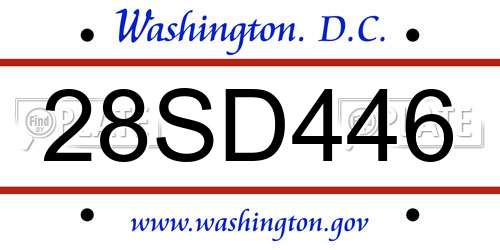 28SD446 District Of Columbia License Plate